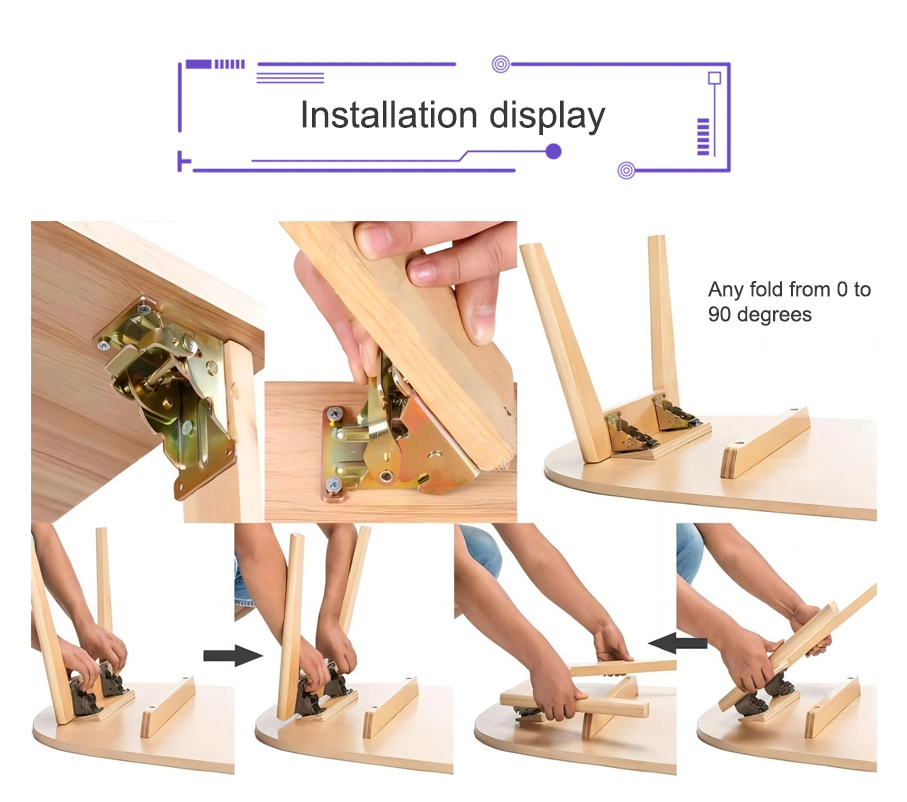 Table Legs Chair Extension Foldable Self Locking Fold Feet Hinges 90 Degree Self-Locking Folding Hinge